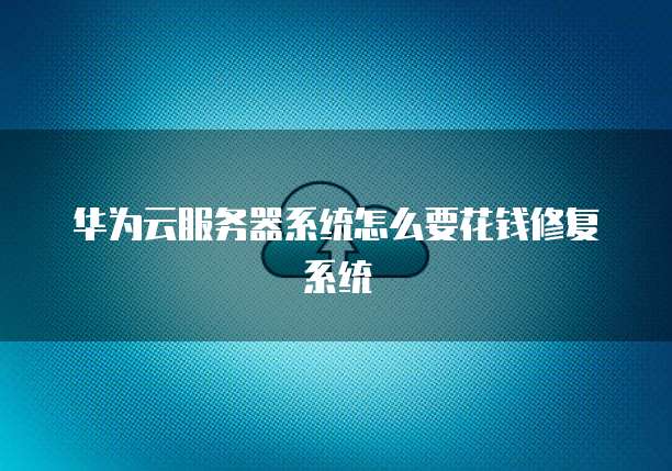 华为云服务器系统怎么要花钱修复系统