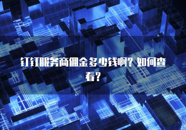 钉钉服务商佣金多少钱啊？如何查看？