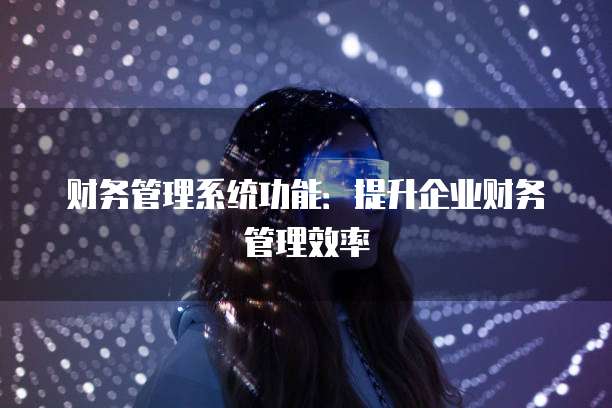 财务管理系统功能：提升企业财务管理效率