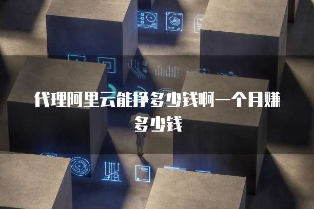 代理阿里云能挣多少钱啊一个月赚多少钱