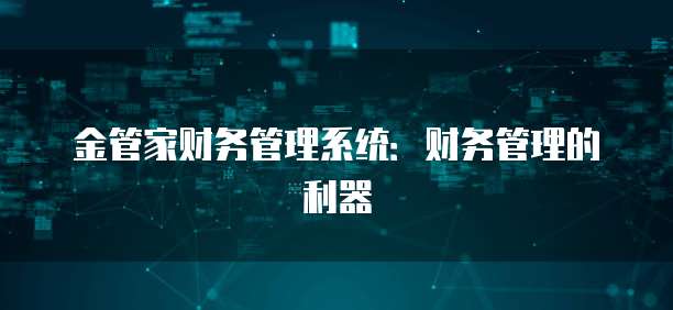 金管家财务管理系统：财务管理的利器