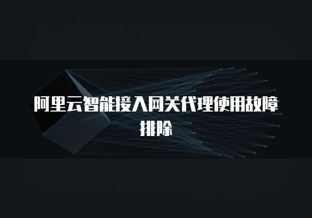 阿里云智能接入网关代理使用故障排除