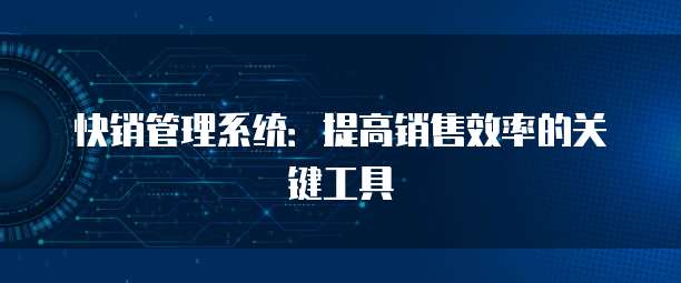 快销管理系统：提高销售效率的关键工具