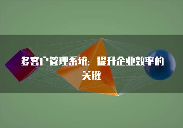 多客户管理系统：提升企业效率的关键