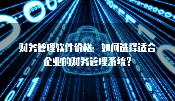 财务管理软件价格：如何选择适合企业的财务管理系统？