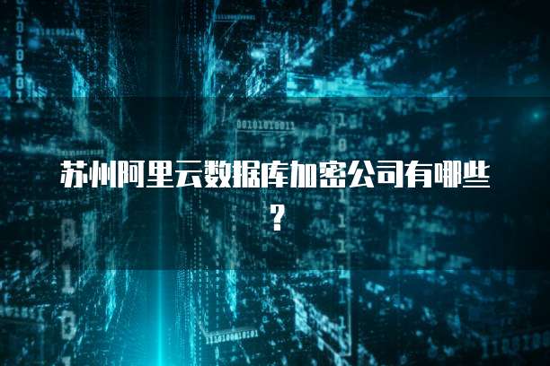 苏州阿里云数据库加密公司有哪些？
