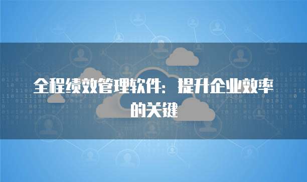 全程绩效管理软件：提升企业效率的关键