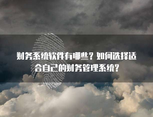 财务系统软件有哪些？如何选择适合自己的财务管理系统？