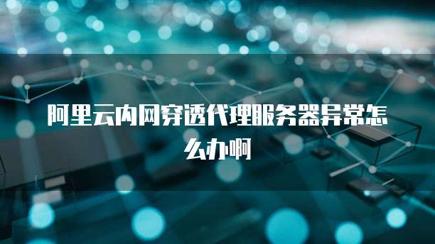 阿里云内网穿透代理服务器异常怎么办啊