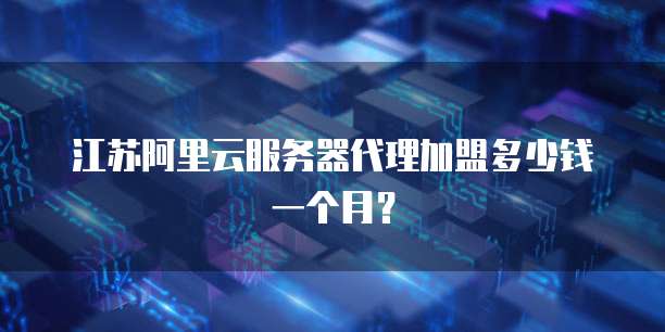江苏阿里云服务器代理加盟多少钱一个月？