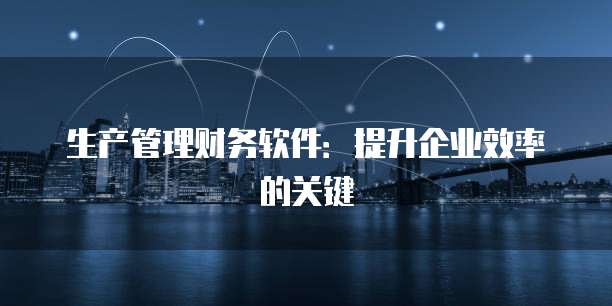 生产管理财务软件：提升企业效率的关键