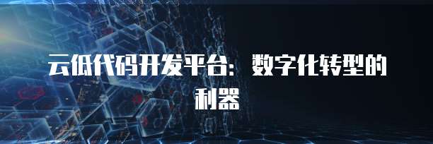 云低代码开发平台：数字化转型的利器