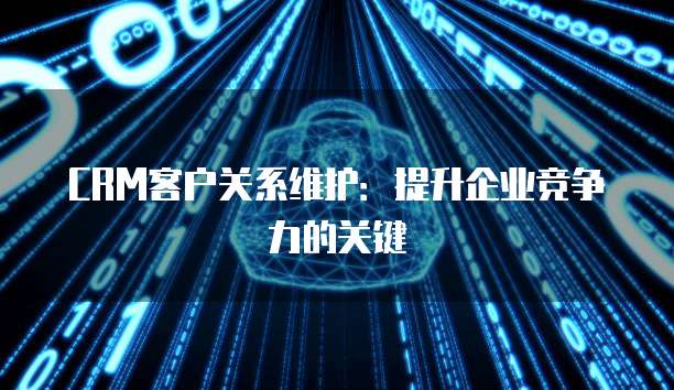 CRM客户关系维护：提升企业竞争力的关键